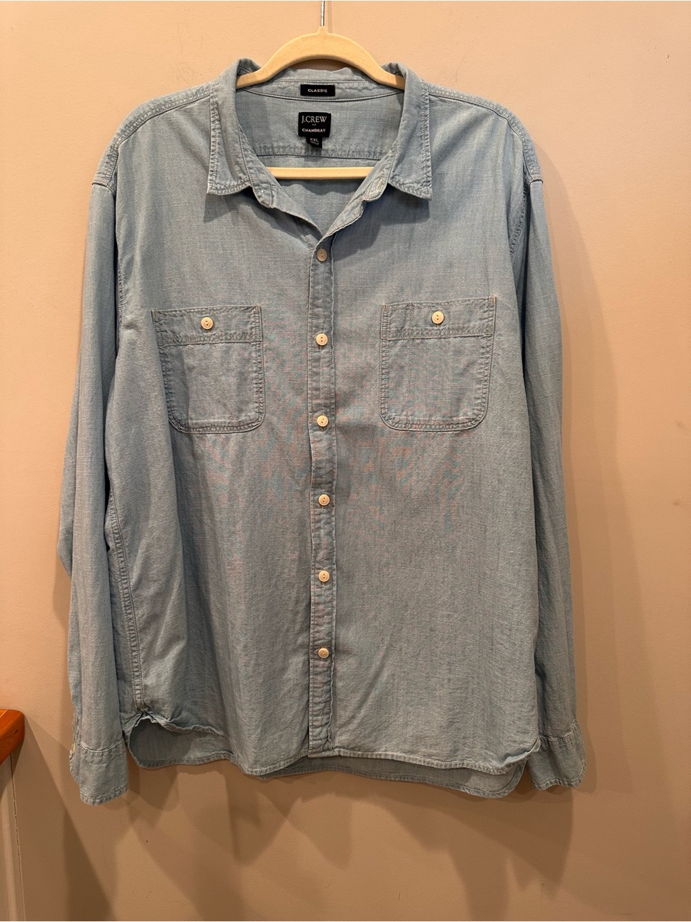 J. Crew Factory Chambray Classic Button Down Top Neutral Versatile Sz 2X - Picture 9 of 16